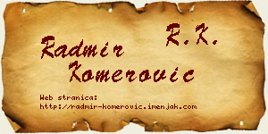 Radmir Komerović vizit kartica